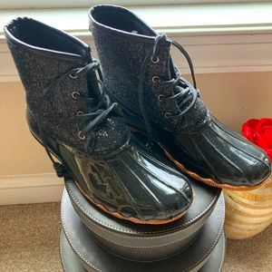 Black Glitter Rain Boots by Ocean & Coast